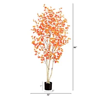 Nearly Natural 7' Orange Autumn Birch Artificial Tree
