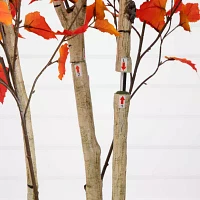 Nearly Natural 7' Orange Autumn Birch Artificial Tree