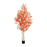 Nearly Natural 9' Orange Autumn Birch Indoor Artificial Tree