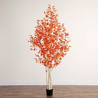 Nearly Natural 9' Orange Autumn Birch Indoor Artificial Tree