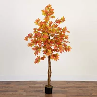 Nearly Natural 5'  Autumn Deluxe Maple Artificial Tree