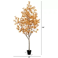 Nearly Natural 9' Orange Autumn Eucalyptus Indoor Artificial Tree