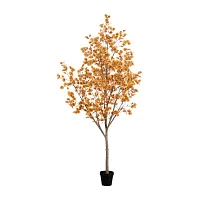 Nearly Natural 9' Orange Autumn Eucalyptus Indoor Artificial Tree