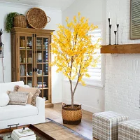 Nearly Natural 8' Yellow Autumn Maple Indoor Artificial Tree