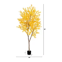 Nearly Natural 8' Yellow Autumn Maple Indoor Artificial Tree