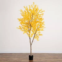 Nearly Natural 8' Yellow Autumn Maple Indoor Artificial Tree