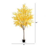 Nearly Natural 9' Yellow Autumn Maple Indoor Artificial Tree