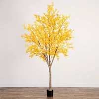 Nearly Natural 9' Yellow Autumn Maple Indoor Artificial Tree