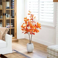Nearly Natural 4' Orange Autumn Oak Artificial Tree