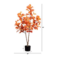 Nearly Natural 4' Orange Autumn Oak Artificial Tree