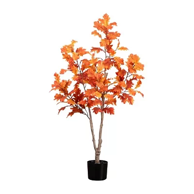 Nearly Natural 4' Orange Autumn Oak Artificial Tree