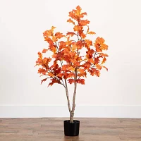 Nearly Natural 4' Orange Autumn Oak Artificial Tree