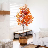 Nearly Natural 7' Orange Autumn Oak Indoor Artificial Tree