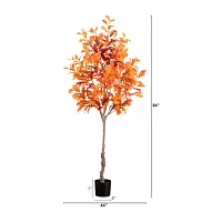 Nearly Natural 7' Orange Autumn Oak Indoor Artificial Tree