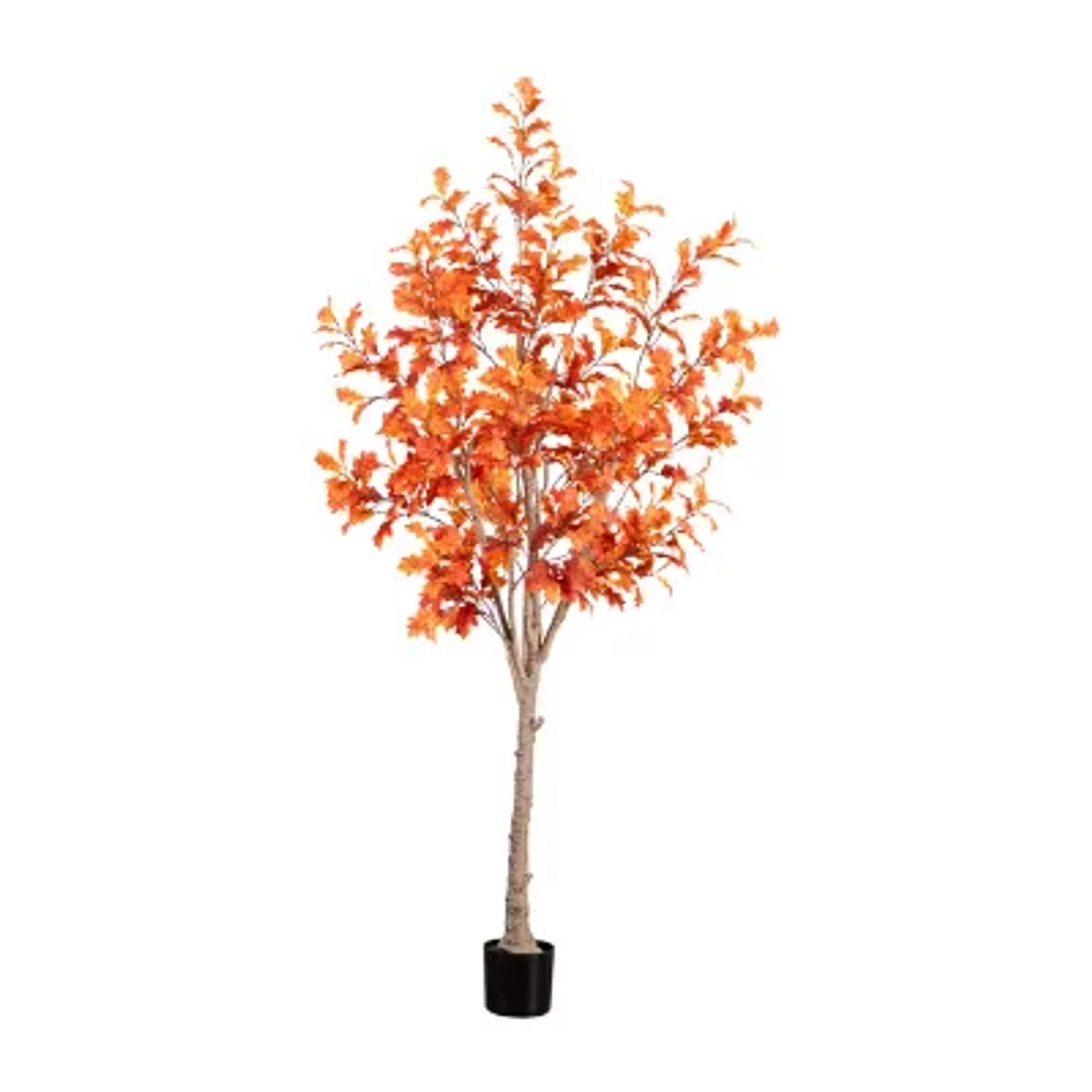 Nearly Natural 8' Orange Autumn Oak Indoor Artificial Tree