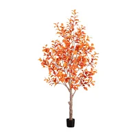 Nearly Natural 9' Orange Autumn Oak Indoor Artificial Tree