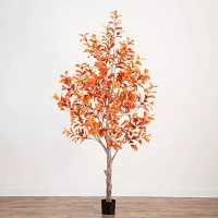 Nearly Natural 9' Orange Autumn Oak Indoor Artificial Tree