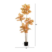 Nearly Natural 5' Orange Minimalist Sumac Indoor Artificial Tree