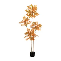 Nearly Natural 5' Orange Minimalist Sumac Indoor Artificial Tree