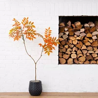 Nearly Natural 4' Orange Minimalist Sumac Indoor Artificial Tree