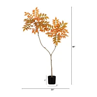 Nearly Natural 4' Orange Minimalist Sumac Indoor Artificial Tree