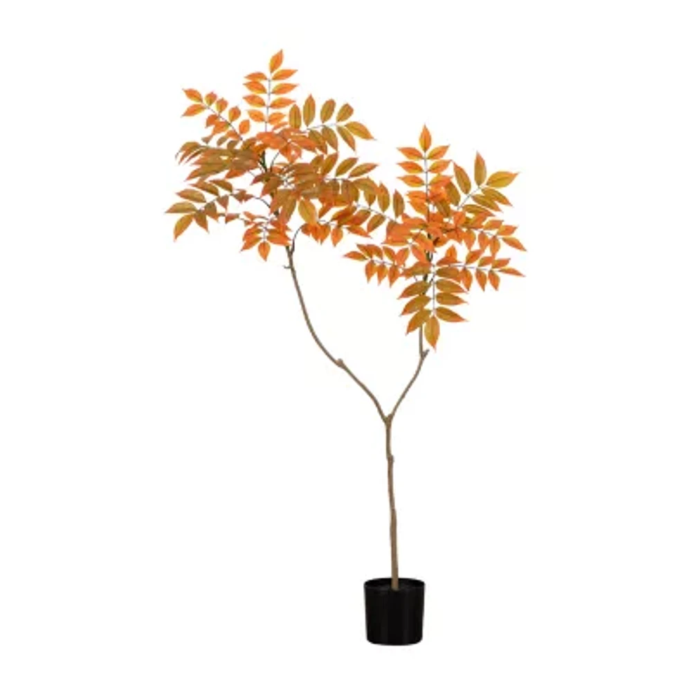 Nearly Natural 4' Orange Minimalist Sumac Indoor Artificial Tree