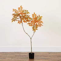 Nearly Natural 4' Orange Minimalist Sumac Indoor Artificial Tree