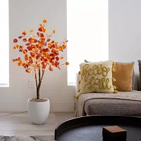 Nearly Natural 4' Orange Prelit Eucalyptus Artificial Tree