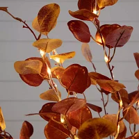 Nearly Natural 4' Orange Prelit Eucalyptus Artificial Tree