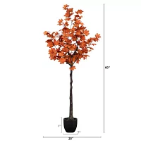 Nearly Natural 5' Orange Rustic Maple Indoor Artificial Tree