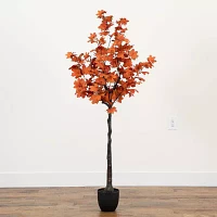 Nearly Natural 5' Orange Rustic Maple Indoor Artificial Tree