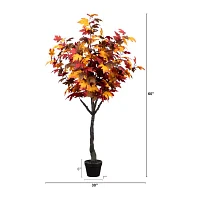 Nearly Natural 5' Orange Smoky Maple Indoor Artificial Tree