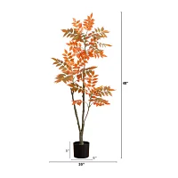 Nearly Natural 4' Orange Sumac Indoor Artificial Tree