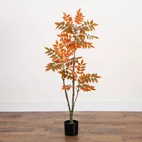 Nearly Natural 4' Orange Sumac Indoor Artificial Tree