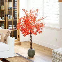 Nearly Natural 4' Orange Vibrant Maple Indoor Artificial Tree