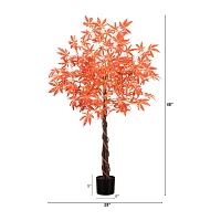 Nearly Natural 4' Orange Vibrant Maple Indoor Artificial Tree