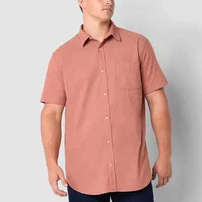 mutual weave Big and Tall Mens Regular Fit Short Sleeve Button-Down Shirt