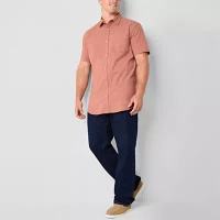 mutual weave Big and Tall Mens Regular Fit Short Sleeve Button-Down Shirt