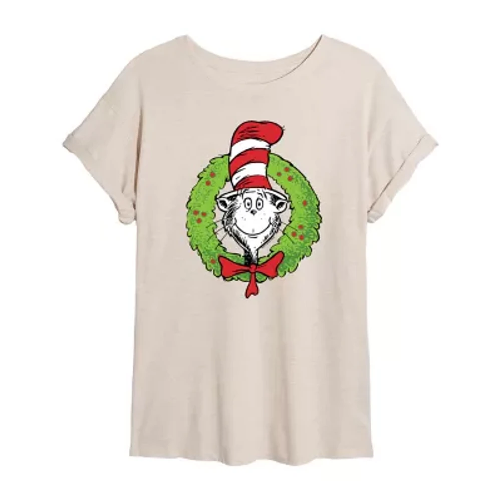 Juniors Womens Crew Neck Short Sleeve Dr. Seuss Graphic T-Shirt