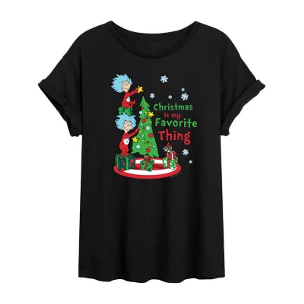 Juniors Thing 1 And 2 Favorite Tee Womens Crew Neck Short Sleeve Dr. Seuss Graphic T-Shirt