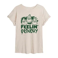 Juniors Feelin Grinchy Womens Crew Neck Short Sleeve Dr. Seuss Graphic T-Shirt