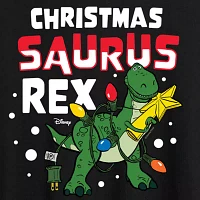 Juniors Pixar Christmas Saurus Rex Womens Crew Neck Short Sleeve Toy Story Graphic T-Shirt