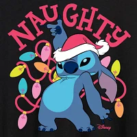 Juniors Stitch Naughty Tee Womens Crew Neck Short Sleeve Graphic T-Shirt