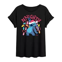 Juniors Stitch Naughty Tee Womens Crew Neck Short Sleeve Graphic T-Shirt