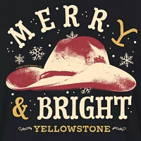 Juniors Yellowstone Merry And Bright Cropped Tee Womens Crew Neck Short Sleeve Graphic T-Shirt