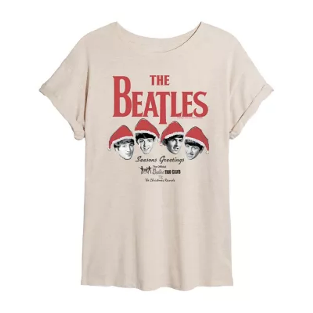 Juniors Womens Crew Neck Short Sleeve The Beatles Graphic T-Shirt