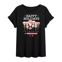 Juniors The Office Happy Holidays Tee Womens Crew Neck Short Sleeve Graphic T-Shirt