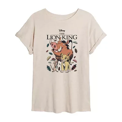 Juniors Lion King Simba Timon And Pumba Tee Womens Crew Neck Short Sleeve The Graphic T-Shirt