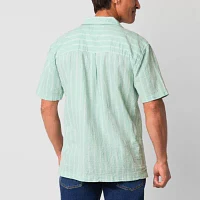 St. John's Bay Textured Camp Mens Classic Fit Short Sleeve Button-Down Shirt