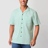 St. John's Bay Textured Camp Mens Classic Fit Short Sleeve Button-Down Shirt